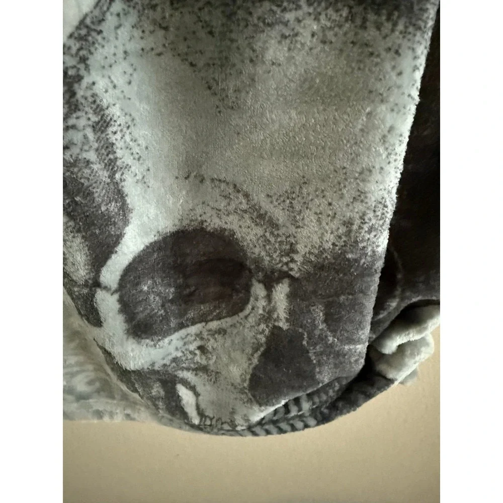 Def Leppard Silk Touch Throw Blanket Skull Damask Grey Orange 50x70  NEW